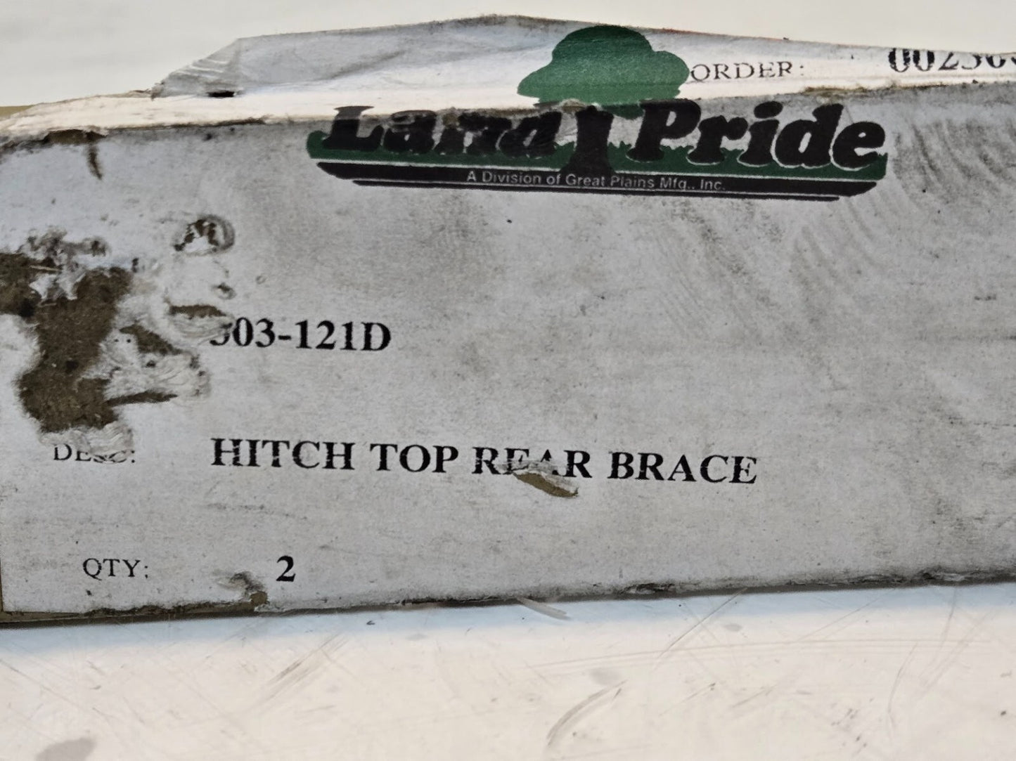 Land Pride Box Scraper Hitch Top Rear Brace 303-121D | 34" Long 2" Wide