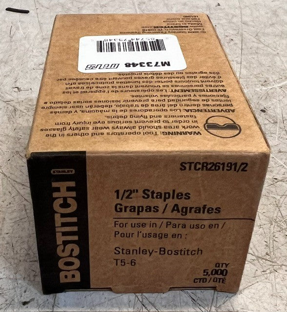 Lot Of 20 Boxes Of 5000 Bostitch 1/2in Staples For Stanley-Bostitch T5-6 M73348