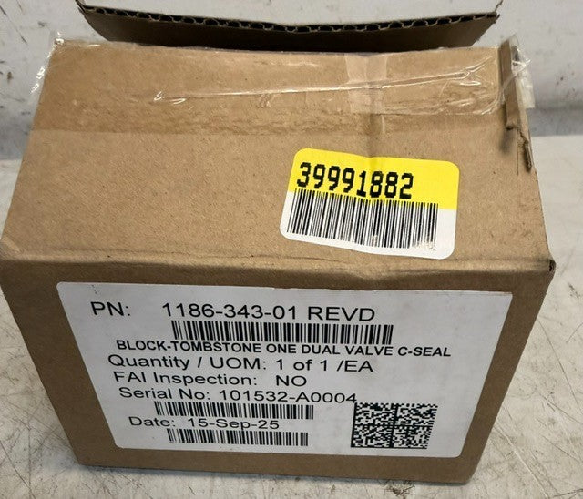 Block-Tombstone One Dual Valve C-Seal 1186-343-01 REVD Industrial Assembly
