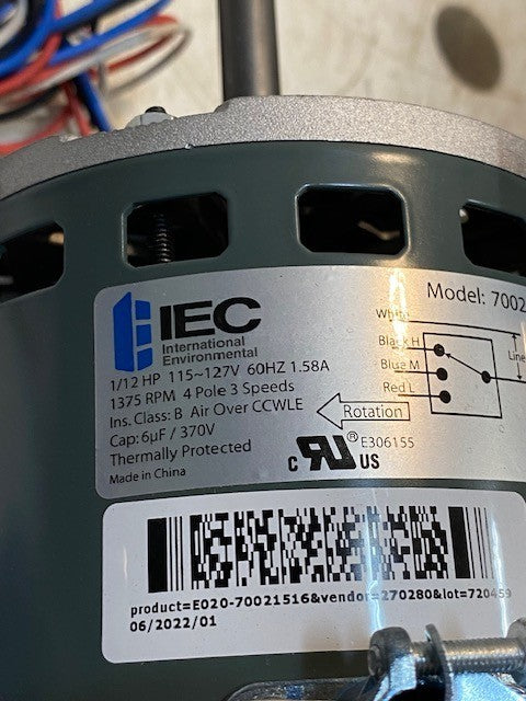 International Environmental Corp. 70021516 Direct Drive Blower Motor