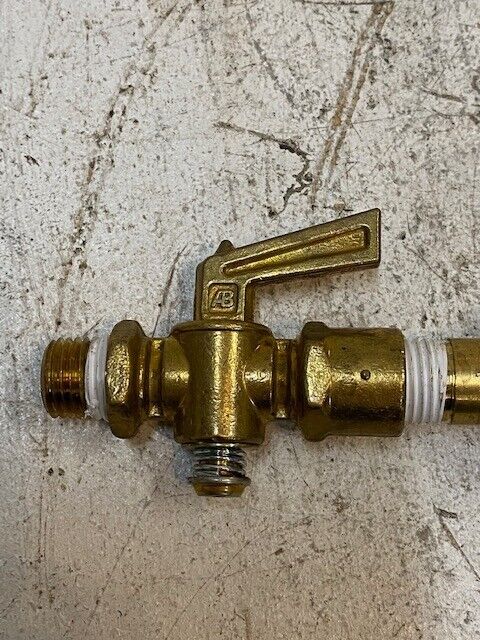 AB Ground Plug Valve 2-Way Brass Lever External Drain - MEASUREMENTS PICTURED