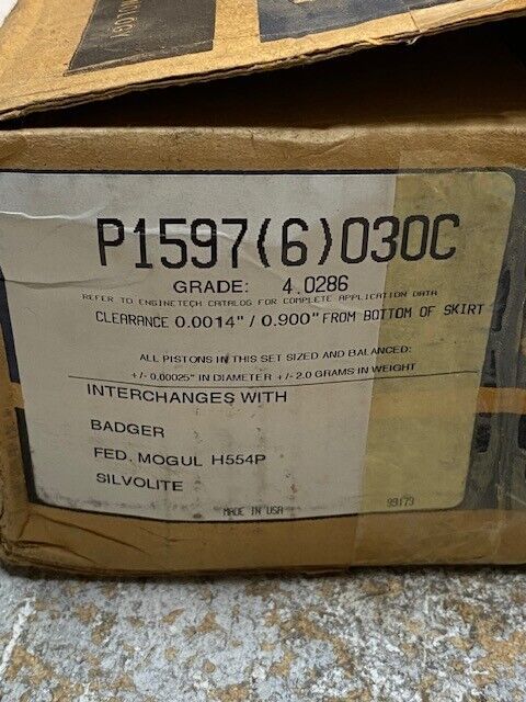 6 Quantity of Federal Mogul H554P Engine Pistons (6 Quantity)