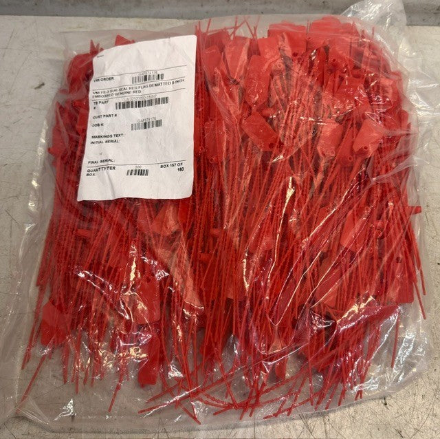 VMI FE3 Seal Reg Dematted 9 Inch Embossed Red Tags Bag Of 500 | V32523092-01-INT