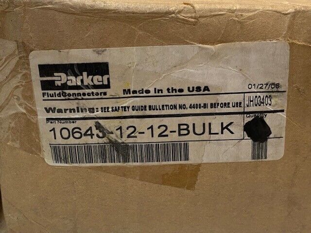 10 Quantity of Parker 10643-12-12 Hydraulic Hose Fittings 3/4" Female (10 Qty)