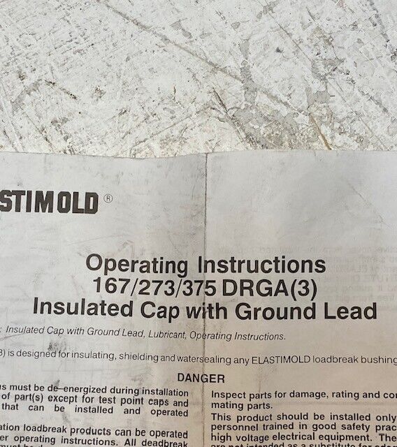 Elastimold 160DRGA Insulated Cap w/ Ground Lead 160DRGA3BG