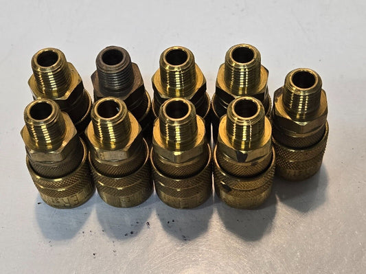 9 Quantity of 1/4" Milton Kwik Change M Style Couplings 1/4" MNPT Brass (9 Qty)