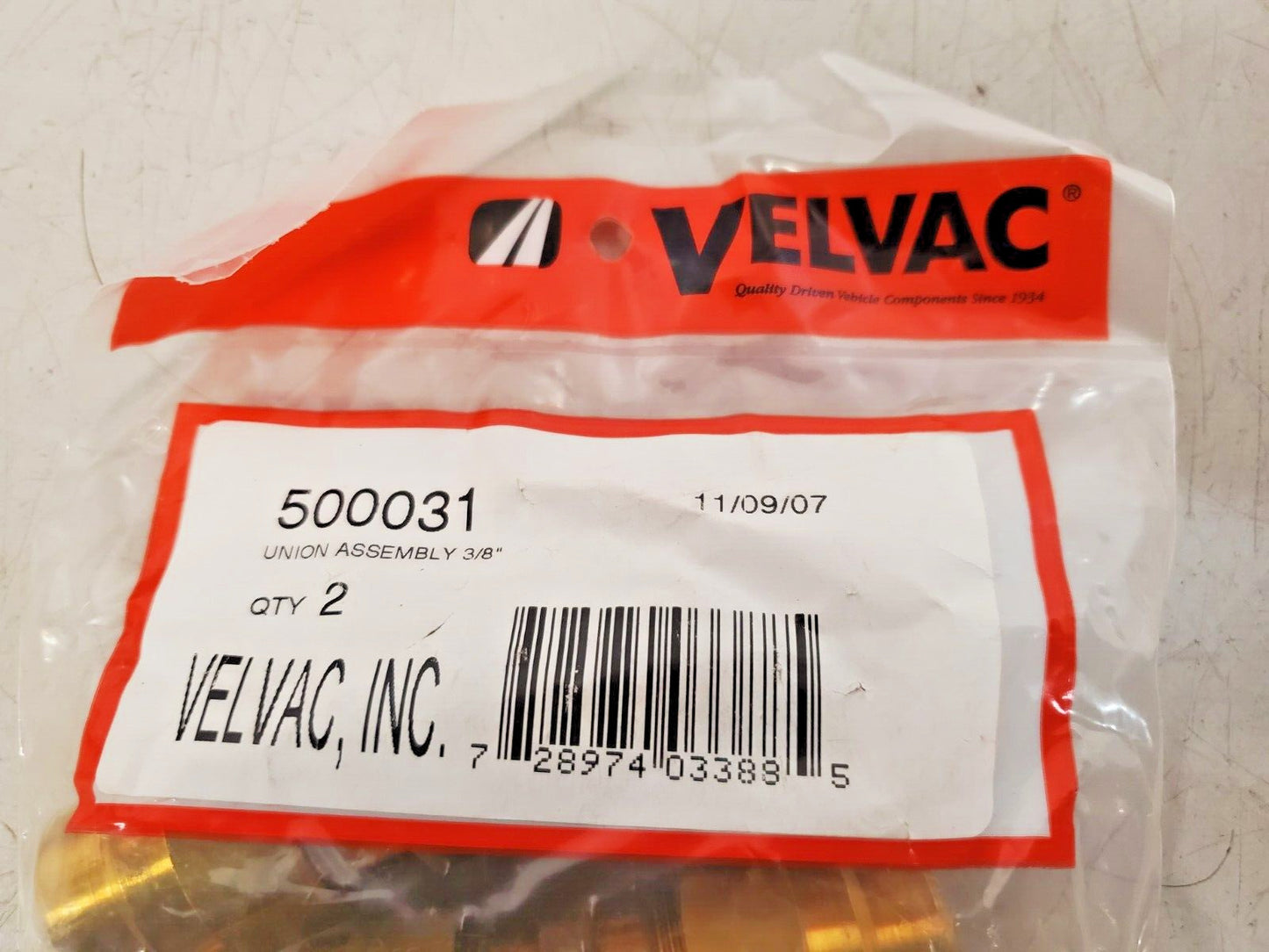 2 Qty. of Velvac Reusable Air Hose Fittings Union Assembly 3/8" | 500031 (2 Qty)