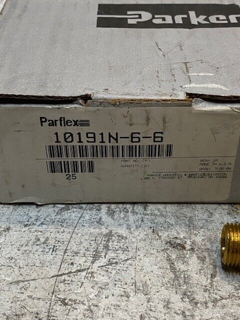 25 Qty of Parker Parflex 10191N-6-6 Permanent Fittings for PTFE Hose (25 Qty)