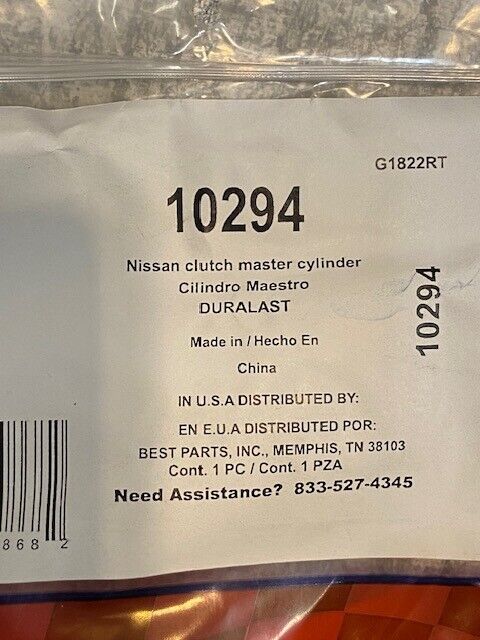 Duralast 10294 Nissan 5/8 Clutch Master Cylinder AM106 | 39828X