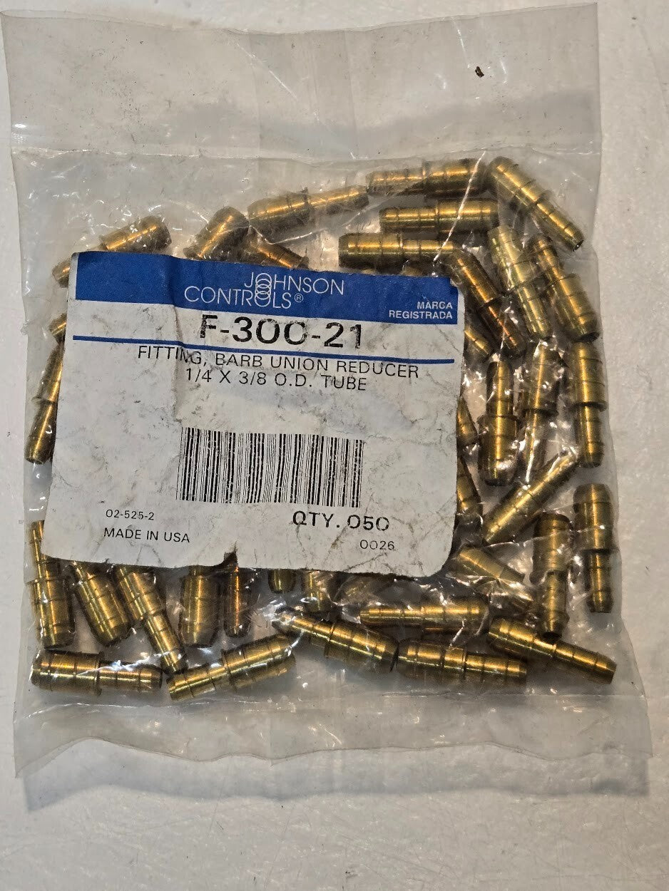 Pack of 50 Johnson Controls F-300-21 Barb Union Reducer 1/4"x3/8" Tube 02-525-2