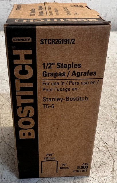 Lot Of 20 Boxes Of 5000 Bostitch 1/2in Staples For Stanley-Bostitch T5-6 M73348