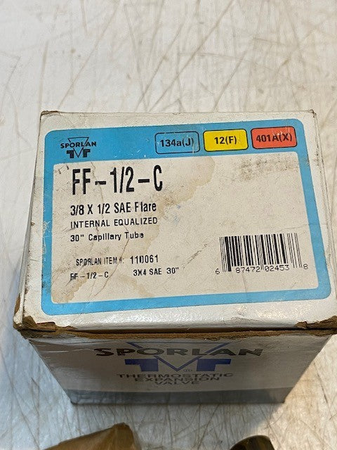 Sporlan Thermostatic Expansion Valve FF-1/2-C | 3/8 x 1/2 SAE Flare
