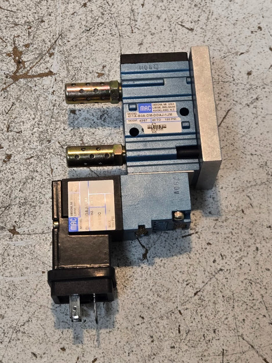 MAC Valves 411A-BOA-DM-DDAJ-1JM with Manifold Block and Solenoid DMB-DDAJ-1JM