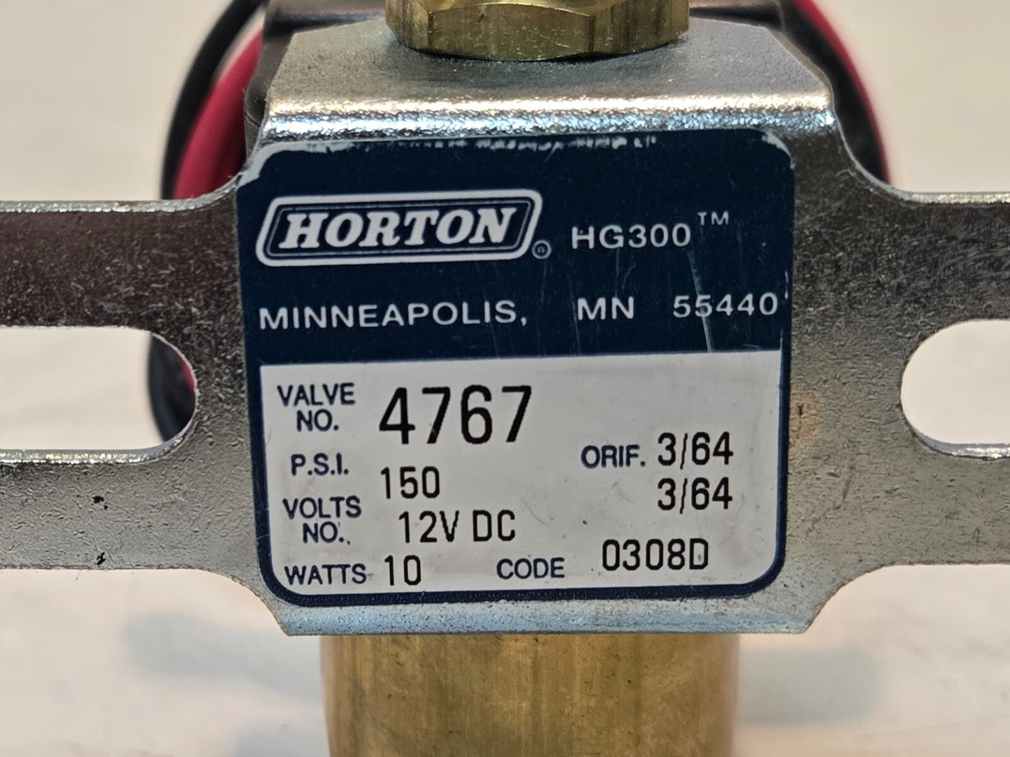 Horton Solenoid Valve HG300 | 993293 | 4767 | 150 PSI | 12 VDC | 3/64" Orifice
