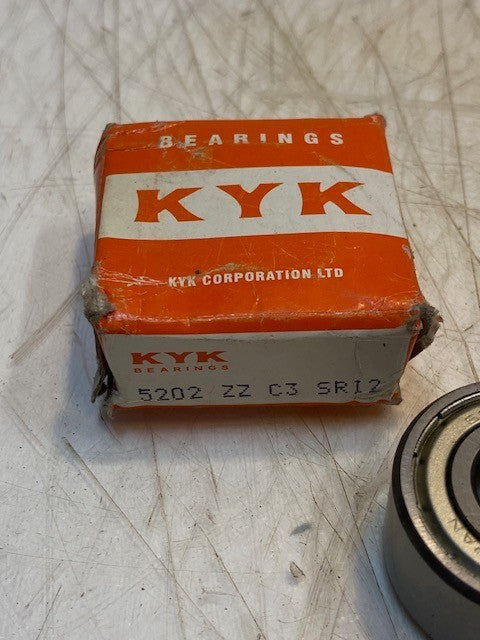 KYK Double Row Shielded Angular Ball Bearing 5202ZZC3SRI2, 5202ZZC3, 15x35x16mm
