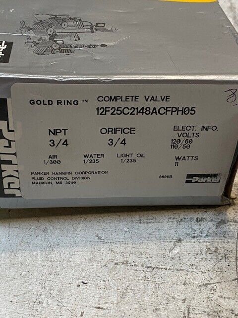 Parker 12F25C2148ACFPH05 Complete Valve 3/4 NPT Volts 120/60 110/50 Watts 11