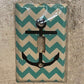 2 Quantity of Light Switch Plates Teal & White Chevron & Anchor 72077-1 (2 Qty)