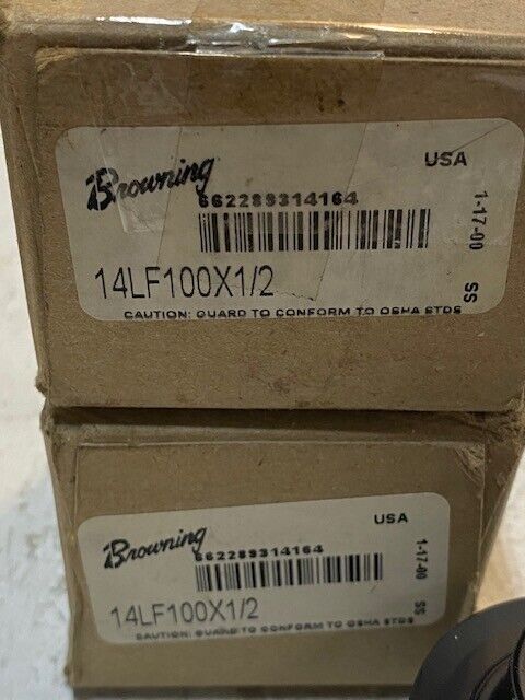 2 Quantity of Browning 14LF100X1/2 Gearbelt Pulleys 15mm Bore 49mm OD (2 Qty)