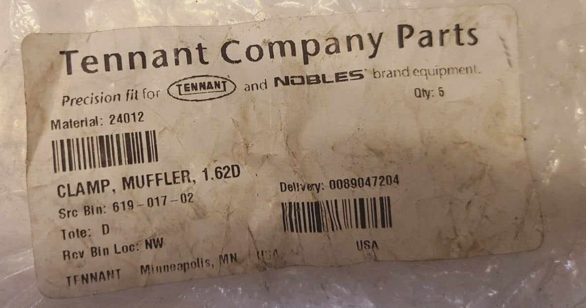 5 Qty. of Tennant Company Parts Clamps for Muffler 1.62D | 24012 (5 Qty)
