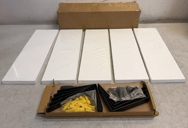 Box Of 5 White Wall Shelves With Installation Kit 15-3/4 Inch Shelf Length