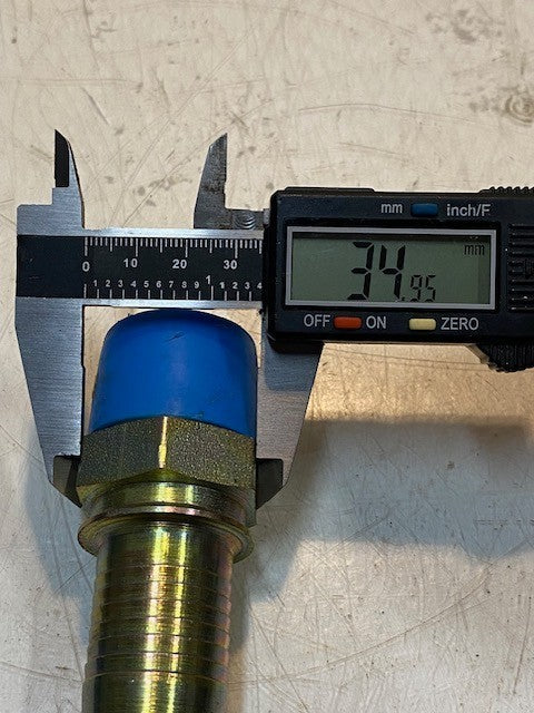 2 Qty of Hydraulic Hose Fittings 3-1/8" L 33mm Thread 27mm Nose 21mm ID (2 Qty)