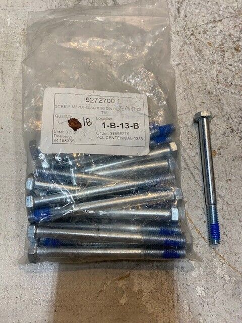 18 Quantity of Screws 9272700 M8-1.0-6G6G x 95 DIN HEX (18 Quantity)