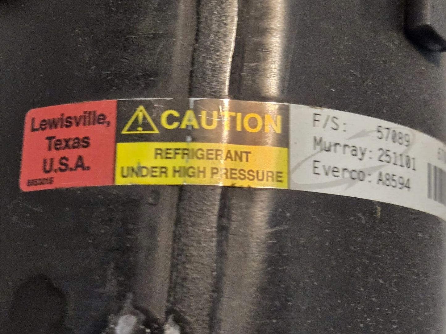 A/C Compressor 6555302 for Murray 251101 for Everco A8594 | F/S 57089 67046 03