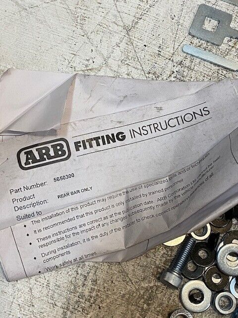 ARB 4x4 Accessories 6173121 Fitting Kit for 5650300 TJ YJ R/Bar