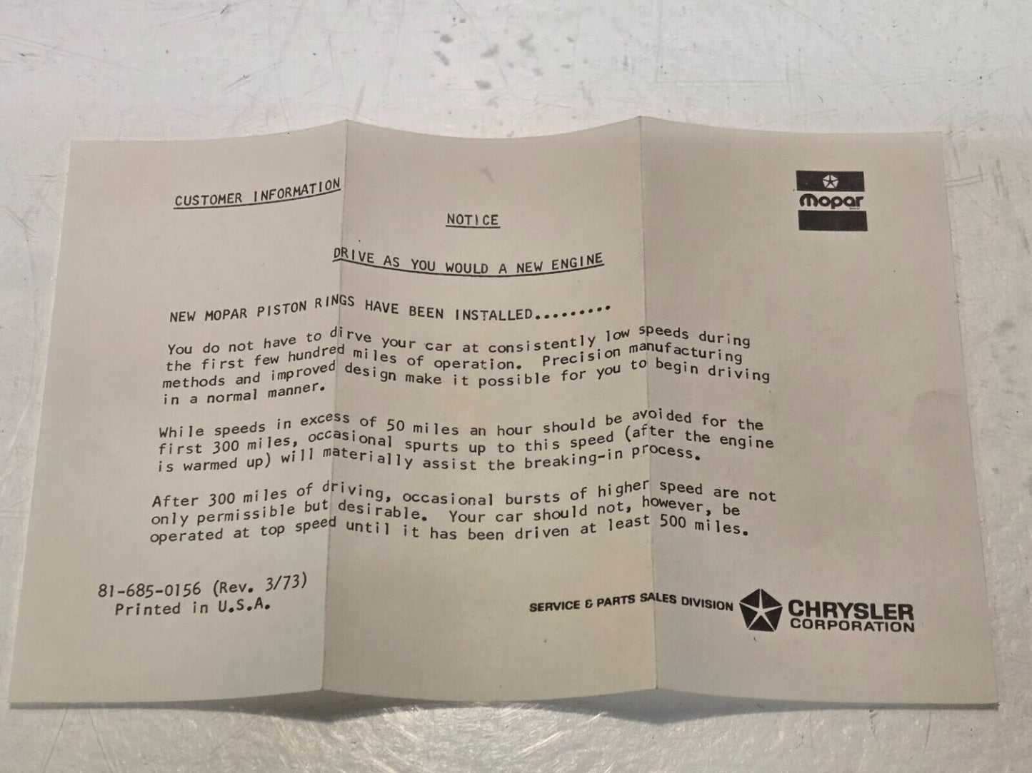 Mopar Piston Ring Set 2808516 | 2805-00-886-6494 | DLA-700-80-D-A033