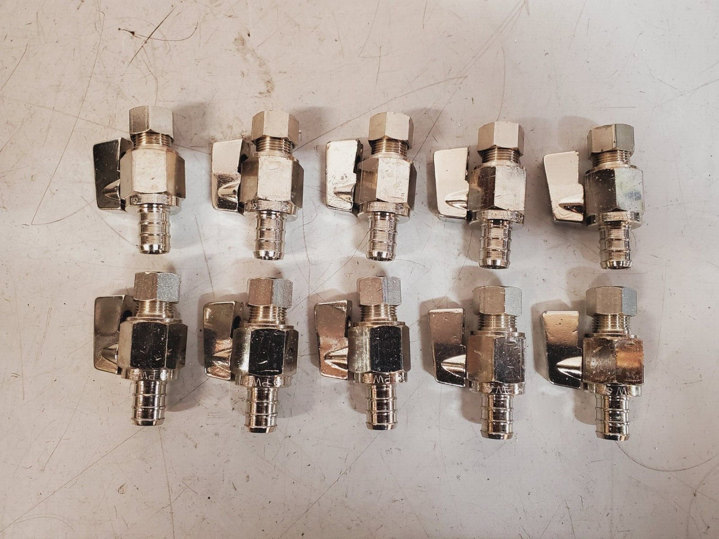 10 Quantity of RTI Chrome 1/2" Pex x 3/8" Straight Stop Valves T7310 (10 Qty)