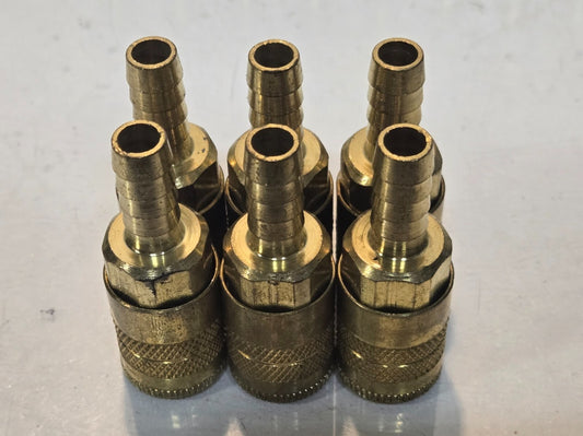 6 Quantity of 1/4" Quick Connect Fittings with 3/8" Barb Hose End (6 Quantity)