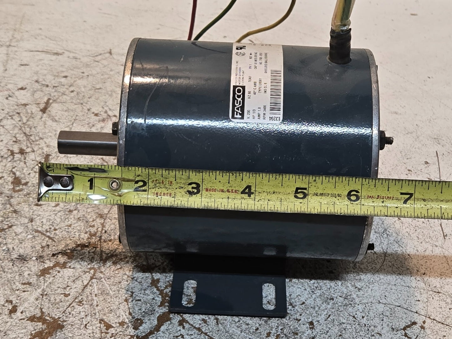 Fasco Motor 7183-0252 | E3204 | U83B1 | 230V | 60 Hz | 1/3 HP | 1.8 A | 3400 RPM