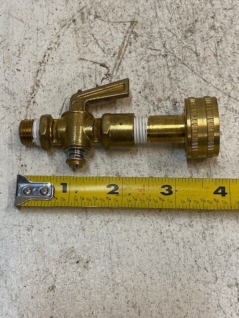 AB Ground Plug Valve 2-Way Brass Lever External Drain - MEASUREMENTS PICTURED