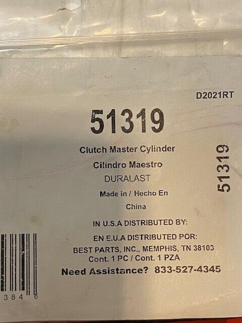 Duralast 51319 Clutch Master Cylinder AM-79