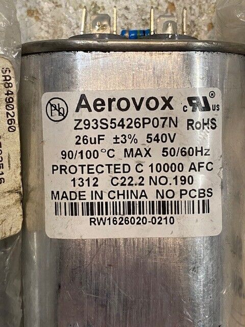 4 Quantity of Aerovox Capacitors Z93S5426P07N 26uF 540V 50/60Hz (4 Quantity)