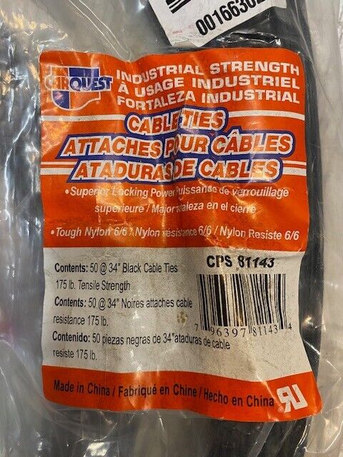 2 Bags of 50 Quantity of Carquest 34" Cable Ties CPS 81143 (100 Qty Total)