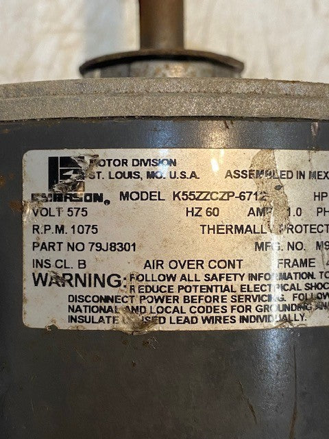 Emerson Condenser Fan Motor 575 Volts 1/3 HP Model K55ZZCZP-6712 | 79J8301