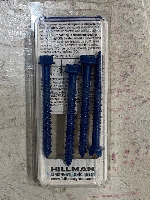 40pcs of Hillman Tapper 11 Concrete Anchors 1/4"x2-1/4" 10 Boxes of 4 (40 Qty)