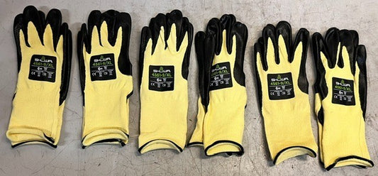 6 Quantity SHOWA Cut-Rresistant Gloves Size XL ANSI Cut A4 4561-9 Palm Dipped