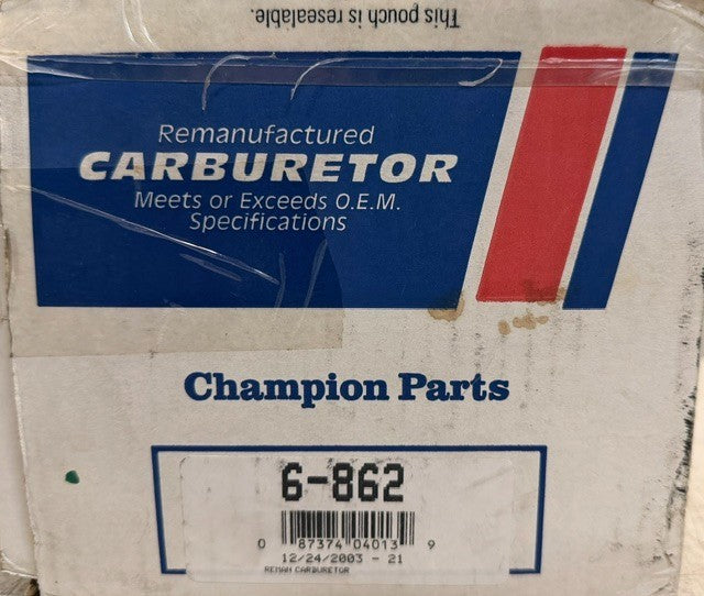 Champion Parts Remanufactured Carburetor 6-862 Engine Fuel Delivery System