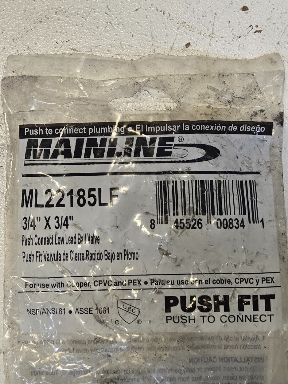 5 Quantity of Mainline ML22185LF 3/4"x3/4" Ball Valve 845526008341 (5 Quantity)