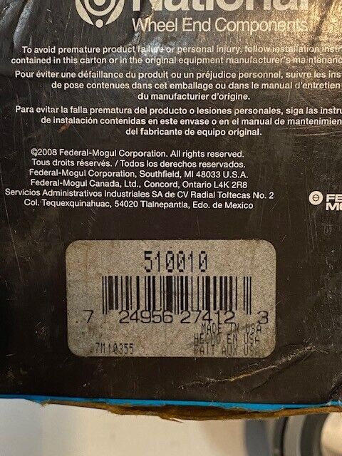 2 Quantity of National MOOG Federal Mogul Wheel Bearings 510010 (2 Quantity)