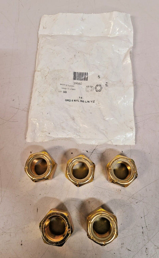 5 Quantity of Hex Lock Nuts Grade 8 NYL INS L/N Y/Z 39660 (5 Qty)