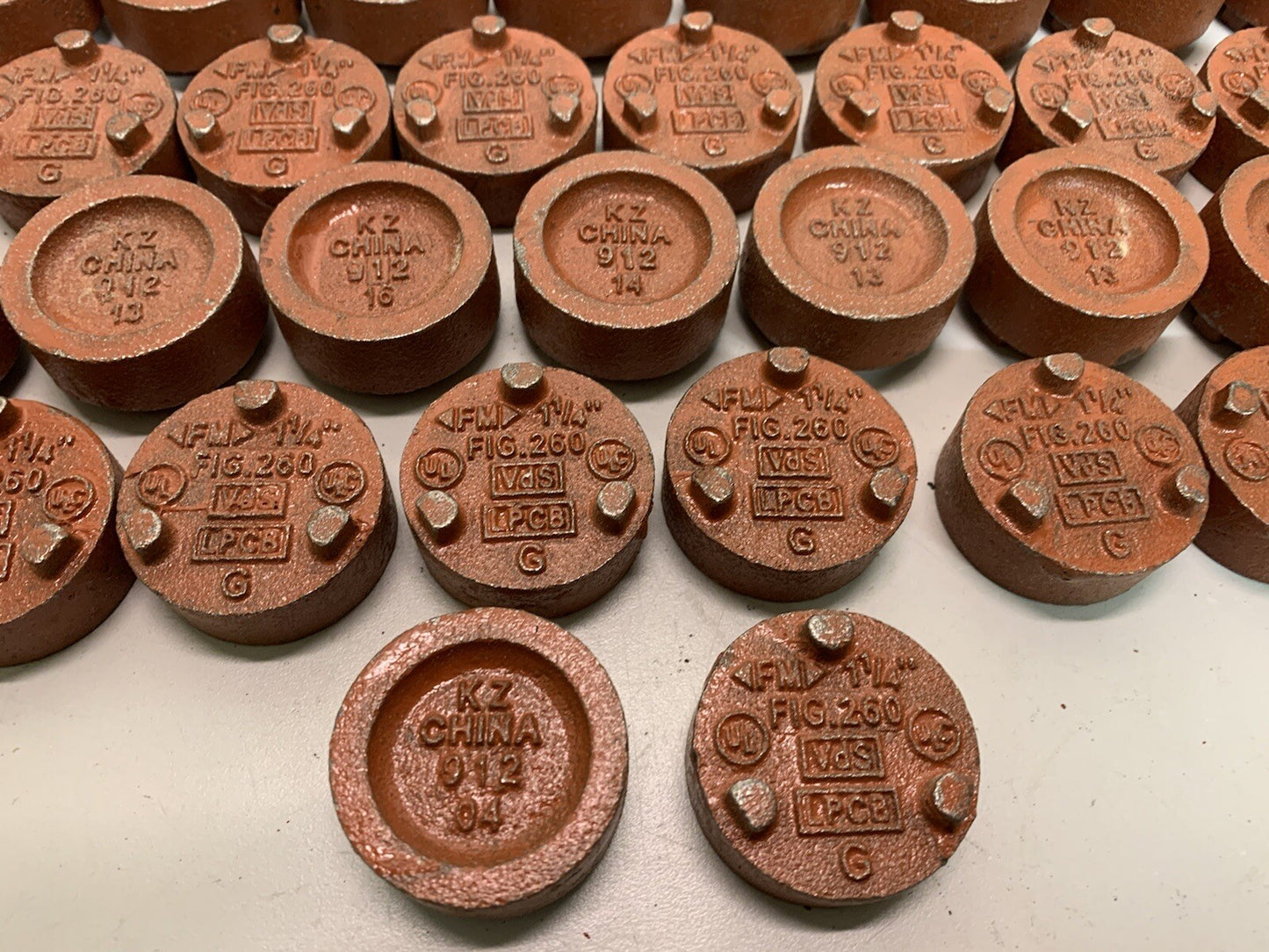 62 Pack Anvil FIG.260 Ductile Iron 1-1/4” Pipe Cap Fittings, Grooved End Orange