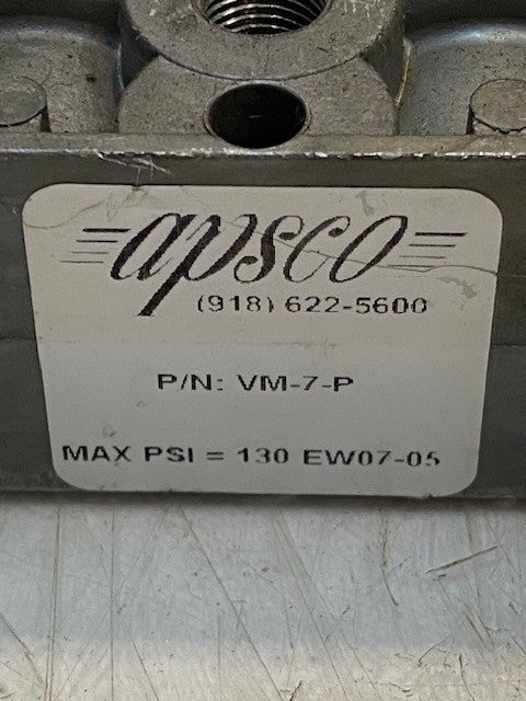 Apsco VM-7-P Max PSI = 130 EW07-05 Hydraulic Control Valve Lever Center