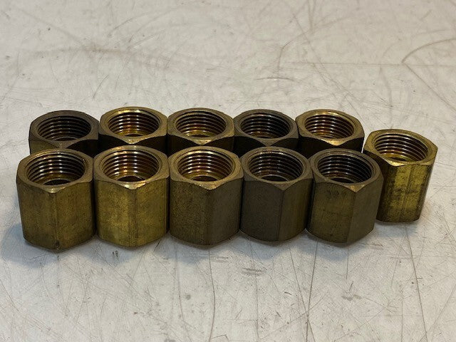 11 Qty of Double Female Hex Nut Connectors 23mm L 17mm Thread 23mm OD (11 Qty)