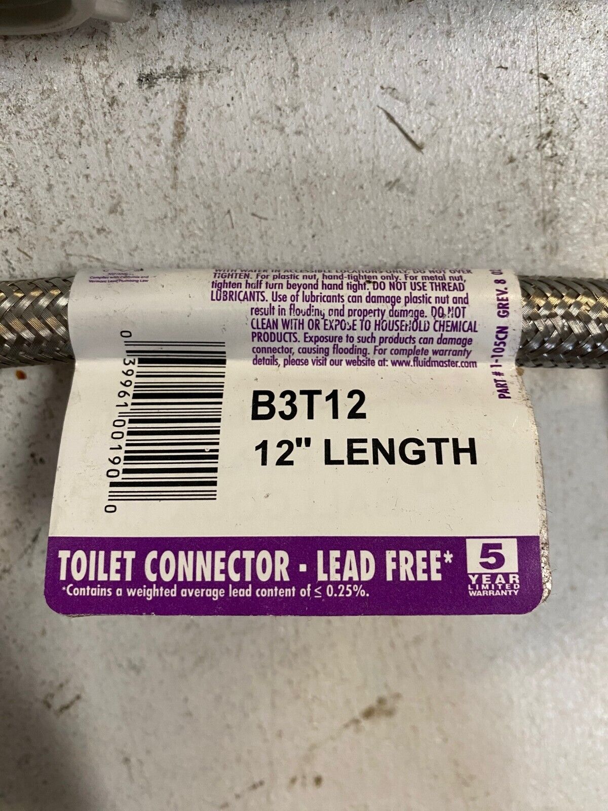 24 Qty of Fluidmaster B3T12 Toilet Connectors Braided Stainless Steel (24 Qty)