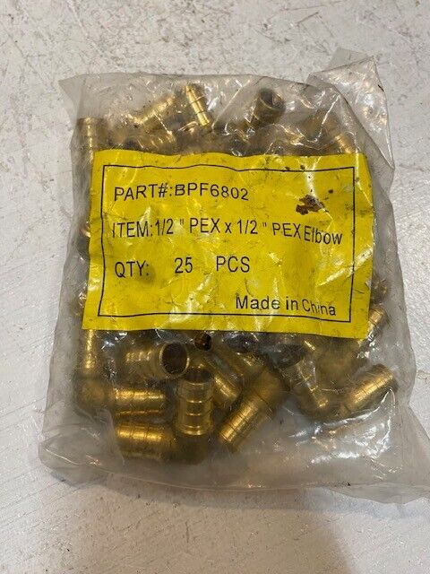 25 Pieces 1/2" PEX x 1/2" PEX Elbow BPF6802