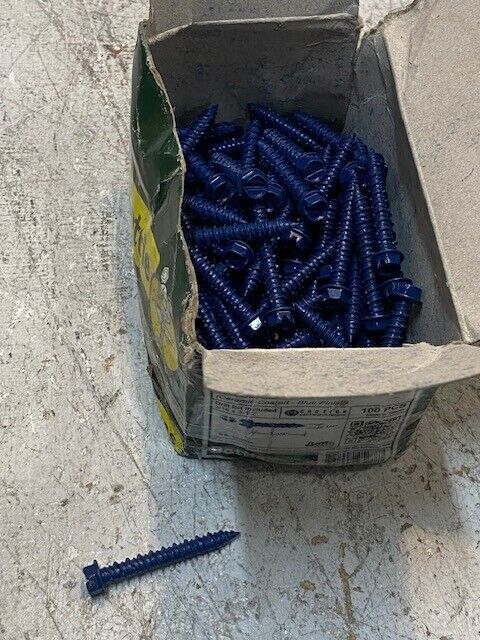 97 Qty of Dottie 1/4 x 1-3/4" Concrete Screw Anchors 14H134 Blue Finish (97 Qty)