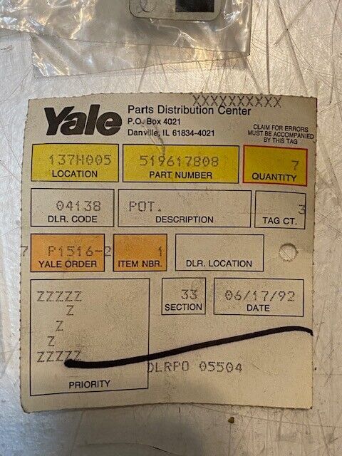 8 Quantity of Yale Parts Dist. Center 519617808 Potentiometers (8 Quantity)